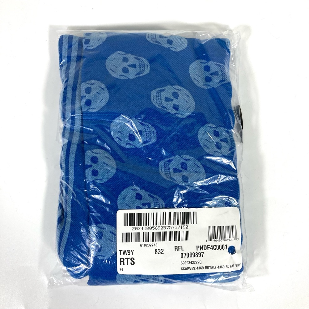 *SOLD* Alexander McQueen Biker Skull Wool Scarf Blue 120 x 140 NWT - Picture 13 of 15